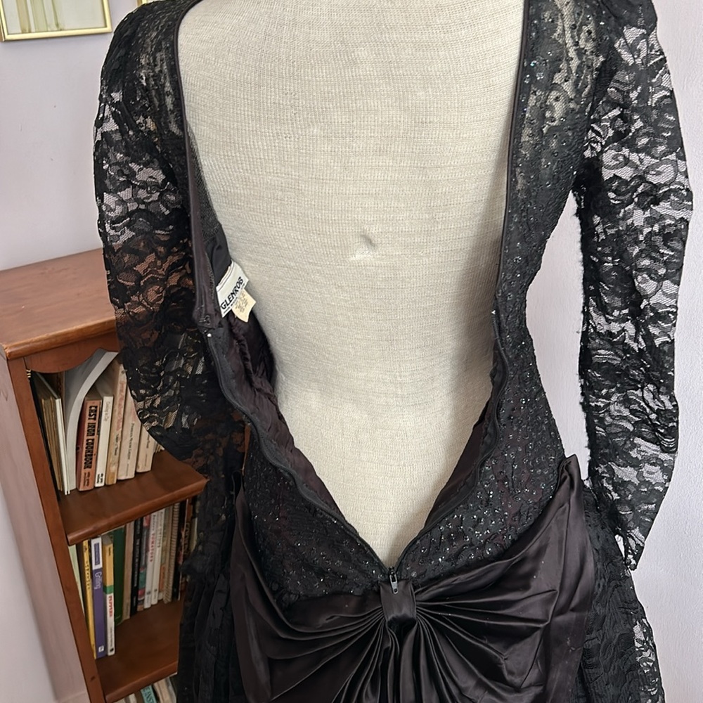 Vintage Black Sequin & Lace Cocktail Dress 4 - Picture 11 of 11
